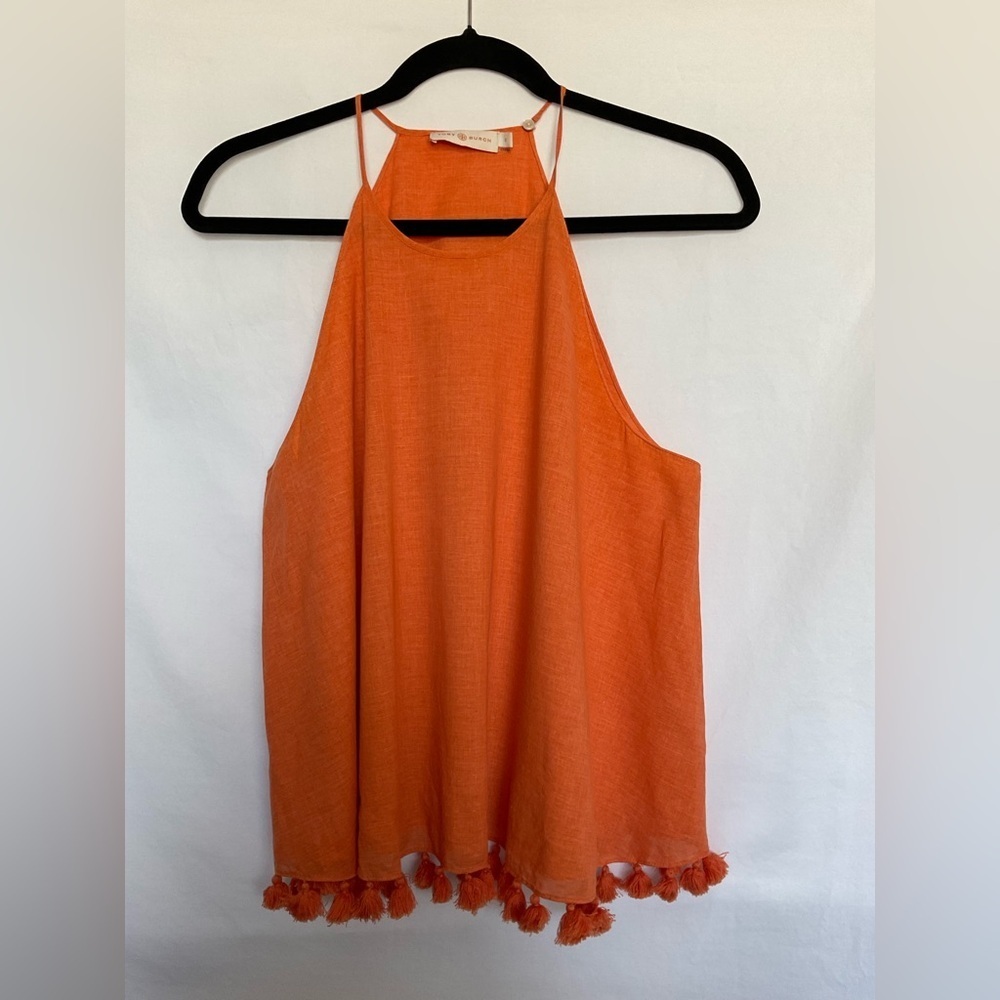 Tory Burch Orange Embellished Crop Tank Top - Picture 4 of 7